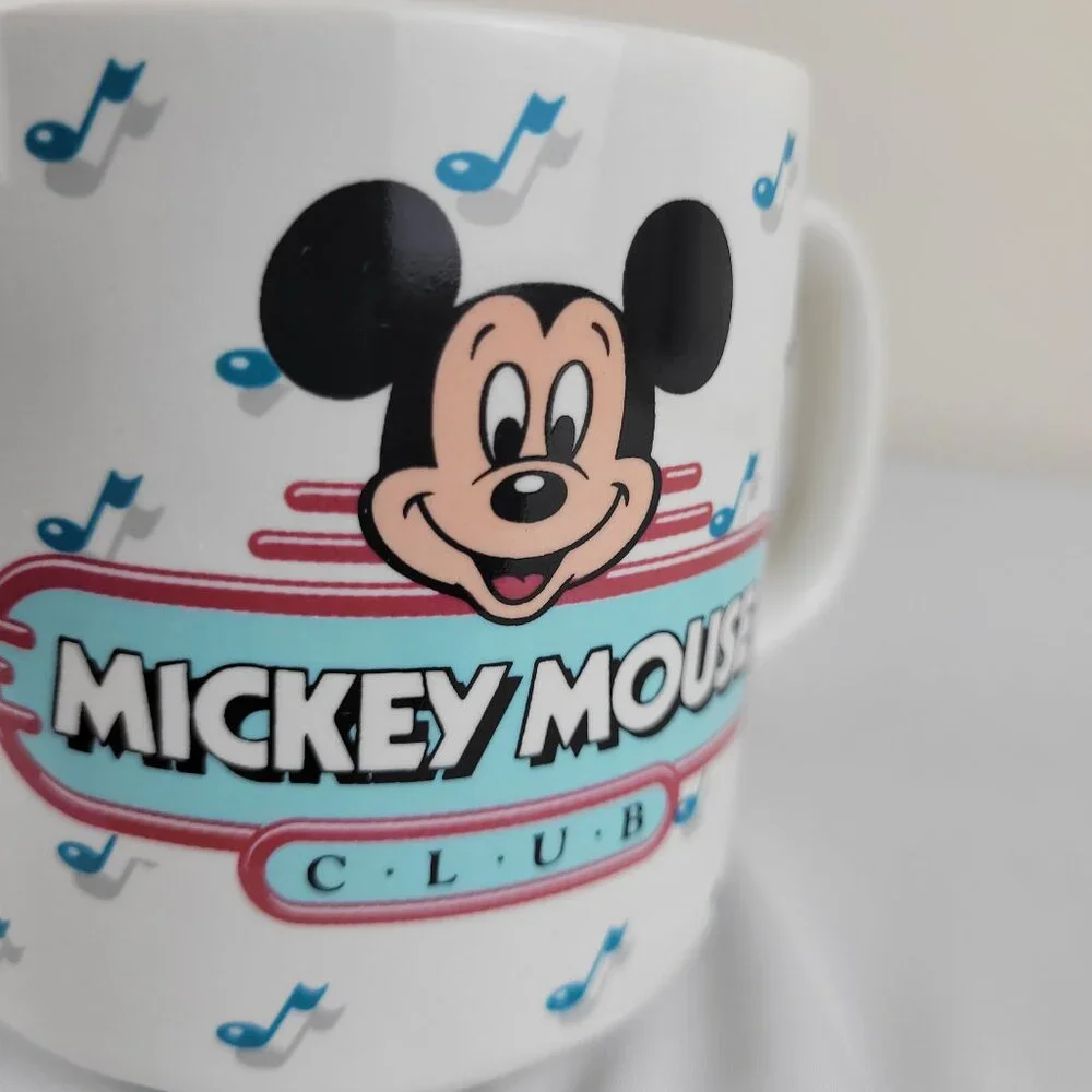 Vintage Disney Mickey Mouse Club Mug. Taiwan retro diner music notes jukebox 50s